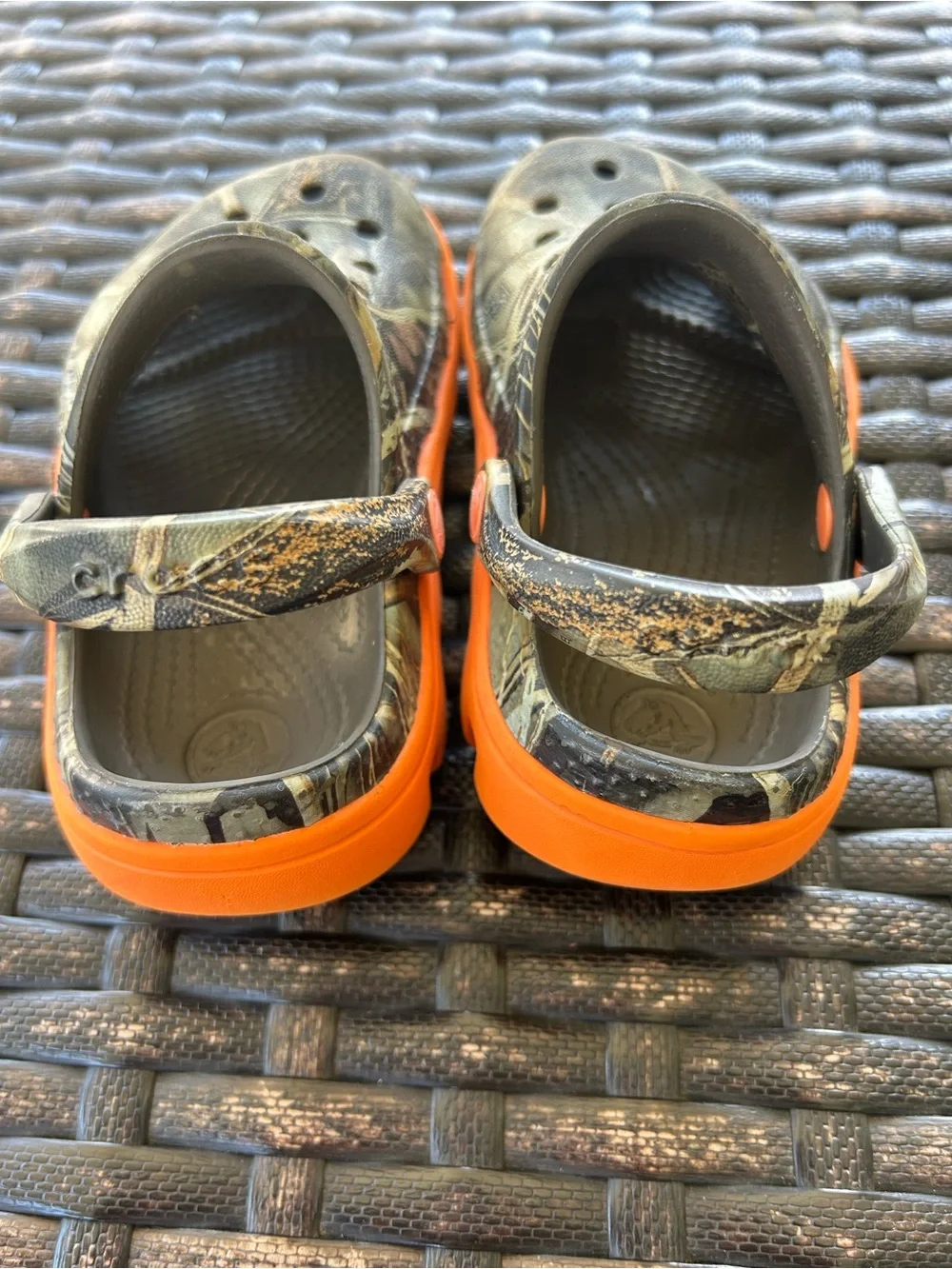 CROCS Kids Camo Water Clogs with Orange Trim 6/7c